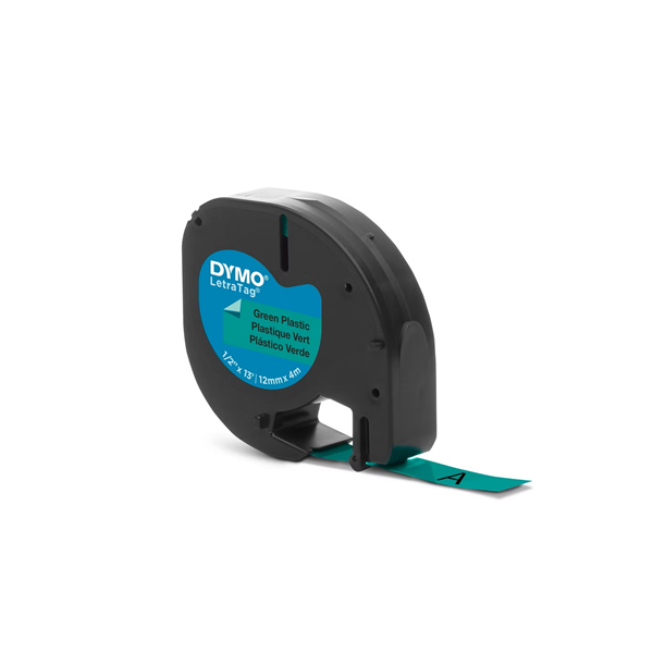 Cinta Letratag plástico 12 mm x 4 m Negro/Verde