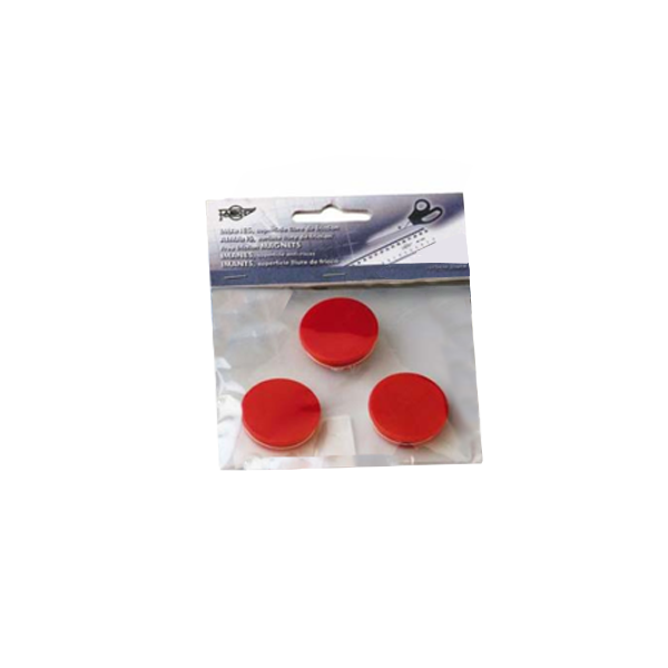 Blíster 3 fichas magnéticas 30 mm Rojo