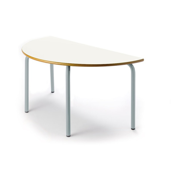 Mesa semicircular 208 120x60 cm T1 pata Gris encmr. Blanca