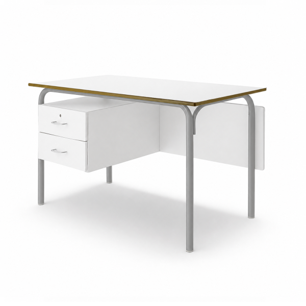 Mesa profesor 239 pata Gris encmr. Blanca