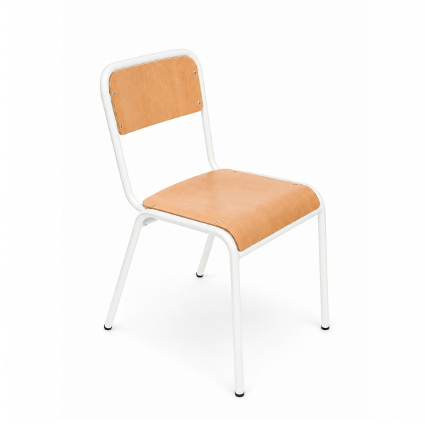 Silla E254 T4 estruct. Blanca asiento y respaldo Haya