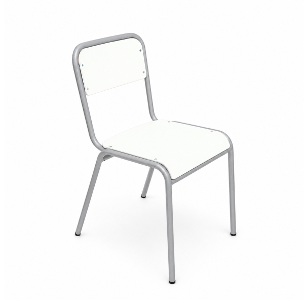 Silla E254 T4 estruct. Gris asiento y respaldo Blanco