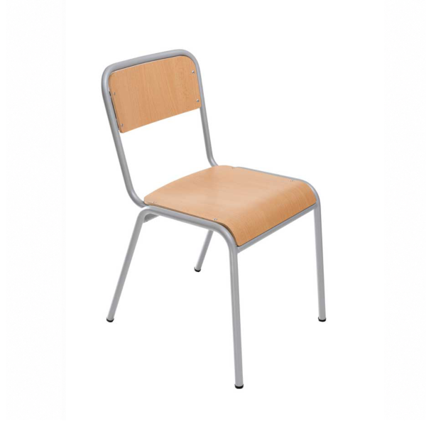 Silla E254 T4 estruct. Gris asiento y respaldo Haya