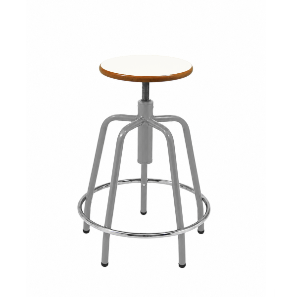 Taburete 290 estruct. Gris asiento Blanco