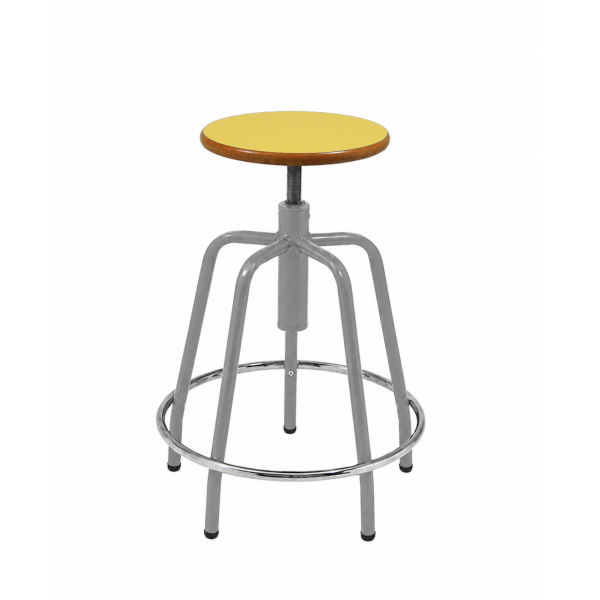 Taburete 290 estruct. Gris asiento Amarillo