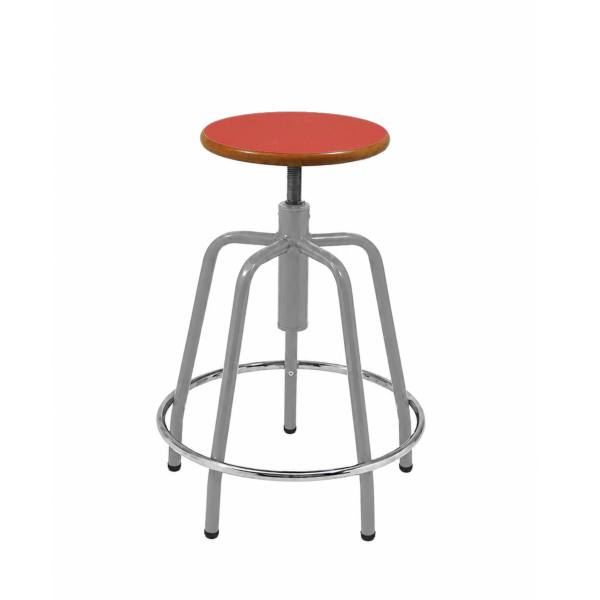 Taburete 290 estruct. Gris asiento Rojo