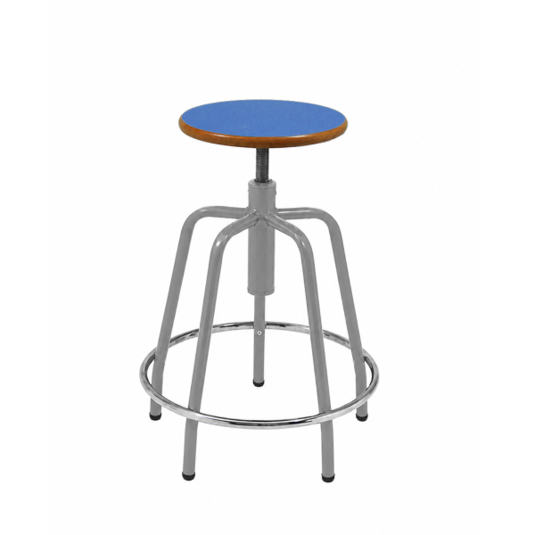 Taburete 290 estruct. Gris asiento Azul osc.