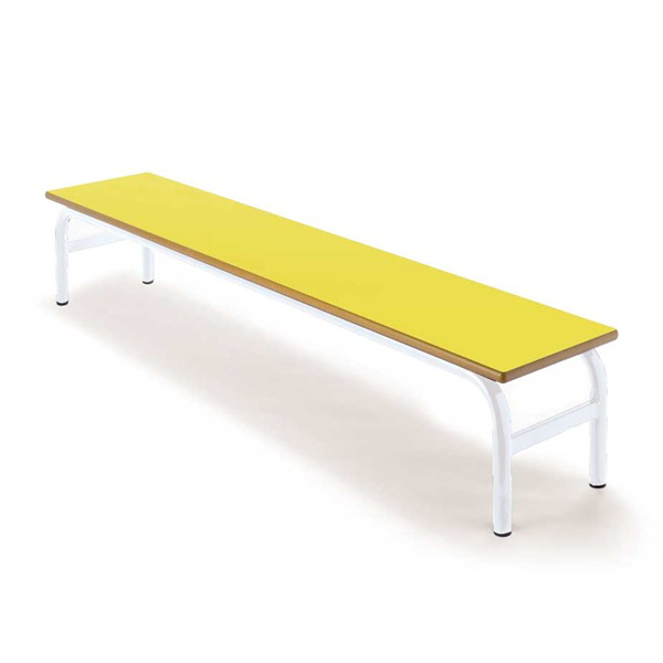 Banco inf. 394 150x30 cm estruct. Blanca asiento Amarillo