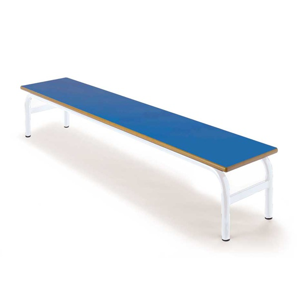 Banco inf. 394 150x30 cm estruct. Blanca asiento Azul osc.