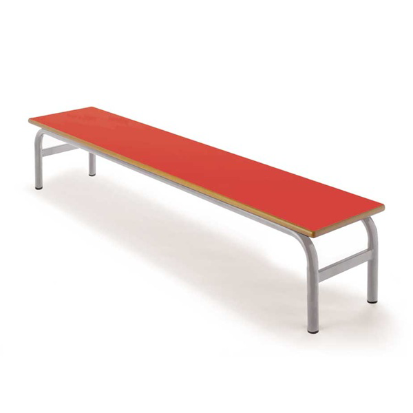 Banco inf. 394 150x30 cm estruct. Gris asiento Rojo
