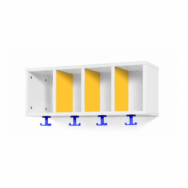Perchero 4 casillas Blanco 80x30 cm Amarillo