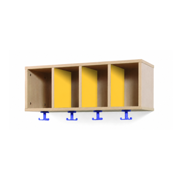 Perchero 4 casillas Haya 80x30 cm Amarillo