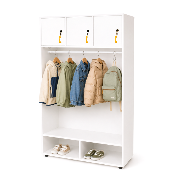 Mueble perchero abierto barra y 3 ptas. Blanco Blanco