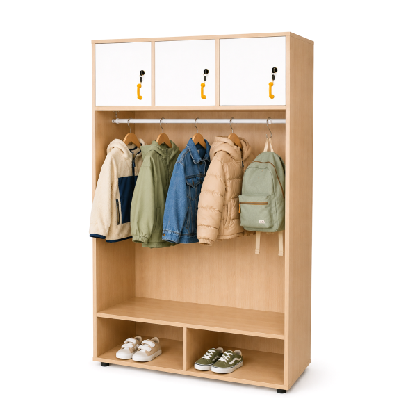 Mueble perchero abierto barra y 3 ptas. Blanco Blanco