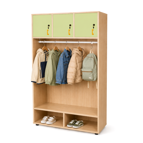 Mueble perchero abierto barra y 3 ptas. Blanco Verde