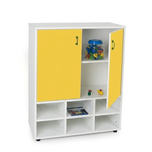 Mueble interm. casillero y armario Blanco ptas. Amarillas