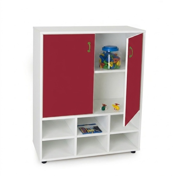 Mueble intermedio casillero y armario Blanco ptas. Rojas