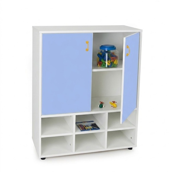 Mueble intermedio casillero y armario Blanco ptas. Azul c.
