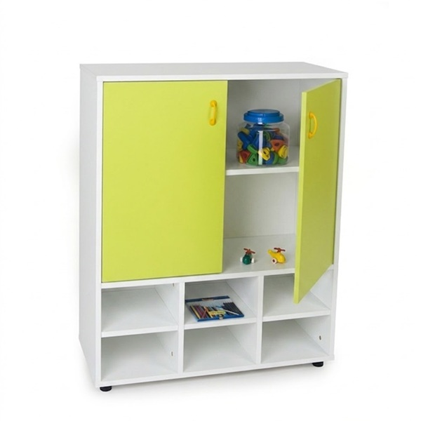 Mueble intermedio casillero y armario Blanco ptas. Verde c.