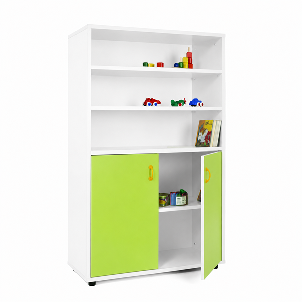 Armario y estantería medio Blanco ptas. Verde Claro