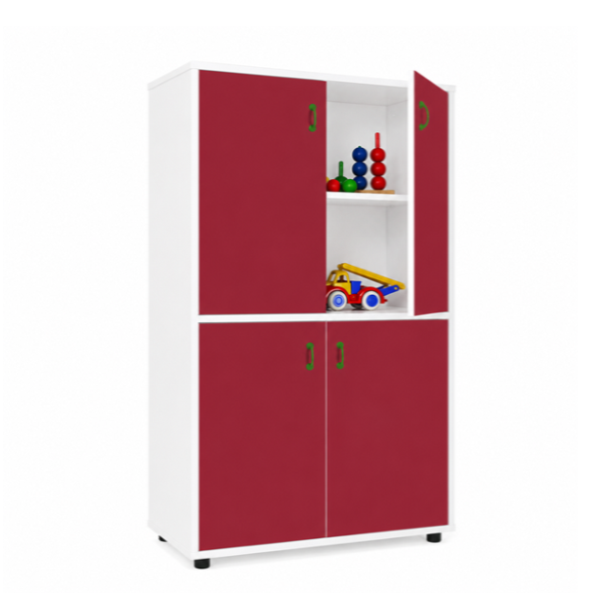 Armario medio con 4 ptas. Blanco ptas. Rojas
