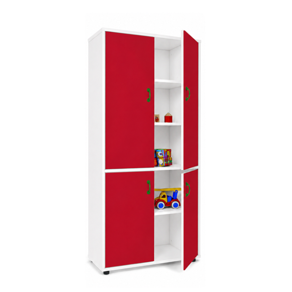 Armario alto Blanco con 4 ptas. Rojas