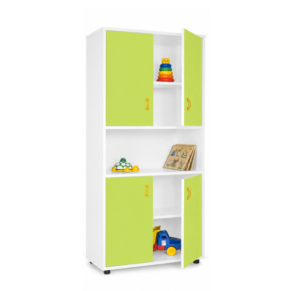 Armario alto 2 estant. y hueco central Blanco ptas. Verde c.