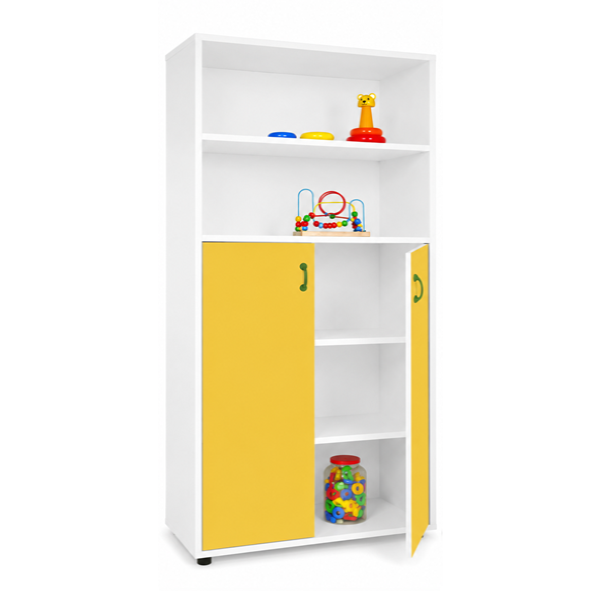 Mueble alto armario y estantería Blanco ptas. Amarillas