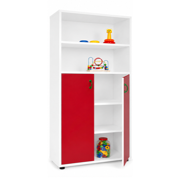 Mueble alto armario y estantería Blanco ptas. Rojas