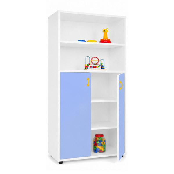 Mueble alto armario y estantería Blanco ptas. Azul claro