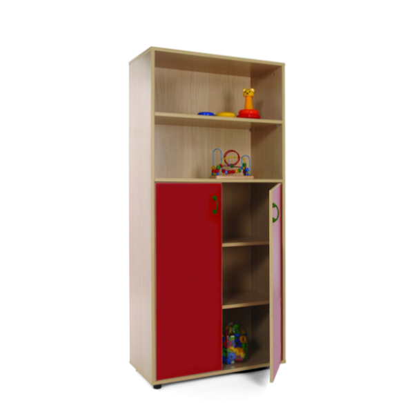 Mueble alto armario y estantería Haya ptas. Rojas