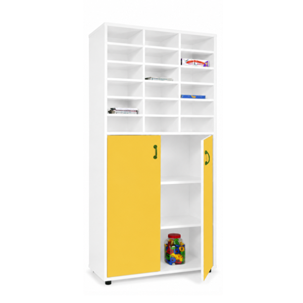 Mueble alto armario y casillero Blanco ptas. Amarillas