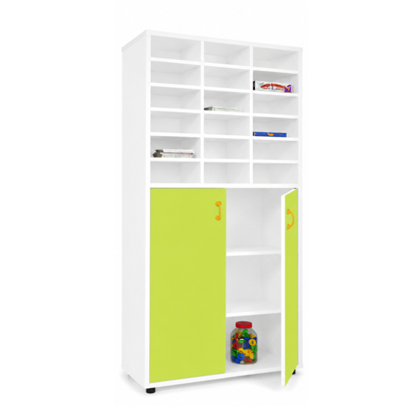 Mueble alto armario y casillero Blanco ptas. Verde claro