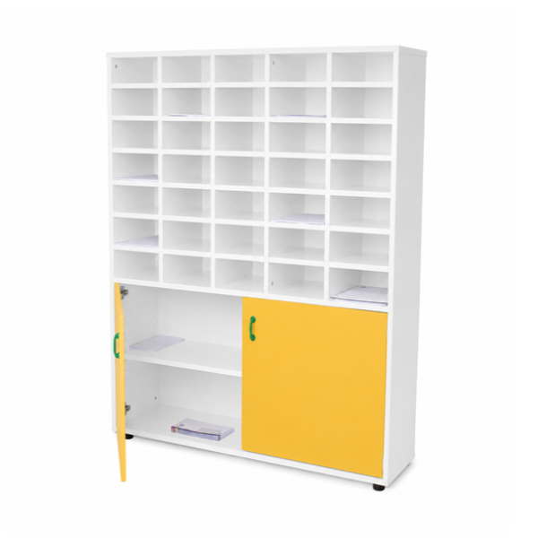 Mueble organizador profesores 121x158x34 cm Blanco Amarillo