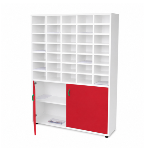 Mueble organizador profesores 121x158x34 cm Blanco Rojo