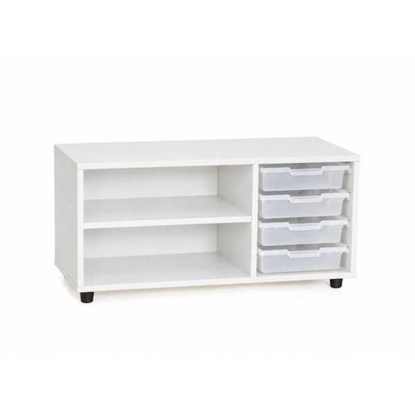 Mueble superbajo Blanco 2 est. cubetas Traslúcido