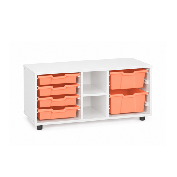 Mueble superbajo cubetero y est. Blanco cubetas Naranja