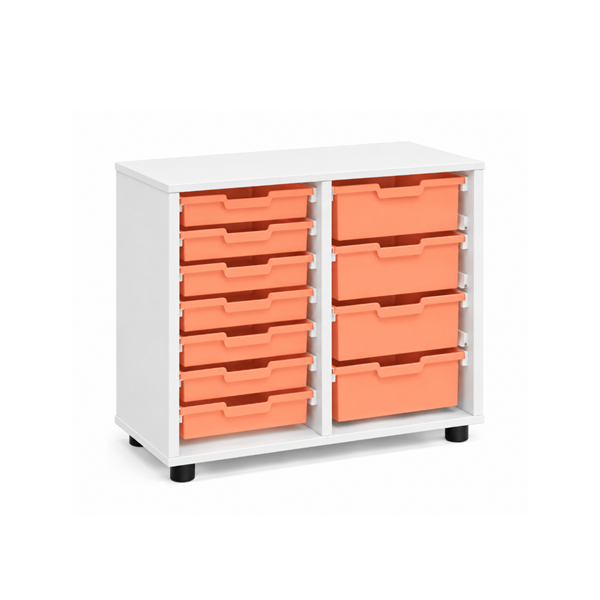 Mueble bajo cubetero Blanco 2 col. cubetas Naranja
