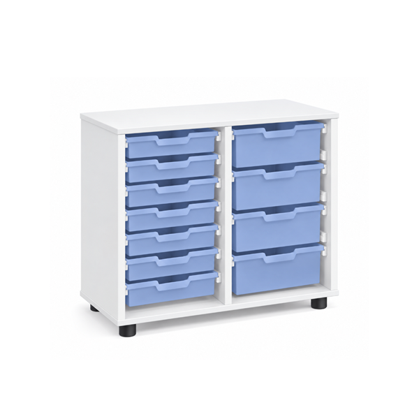 Mueble bajo cubetero Blanco 2 col. cubetas Azul
