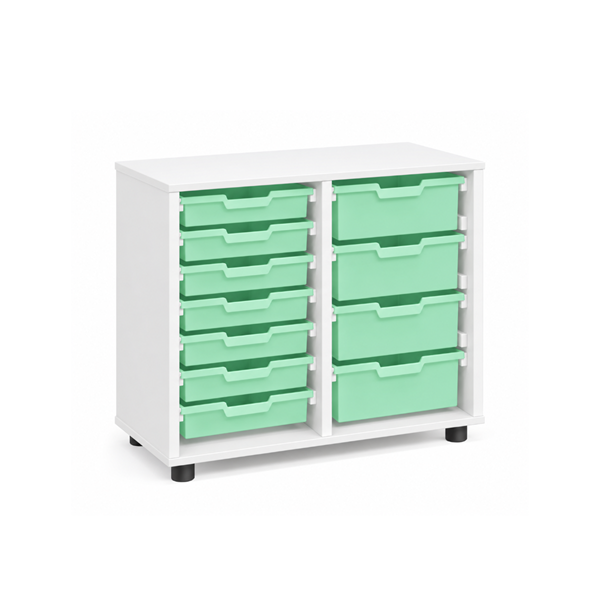 Mueble bajo cubetero Blanco 2 col. cubetas Verde