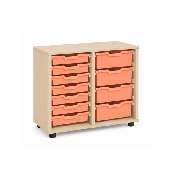 Mueble bajo cubetero Haya 2 col. cubetas Naranja