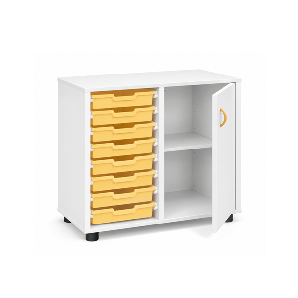 Mueble bajo cubetero Blanco armario pta. cubetas Amarillo