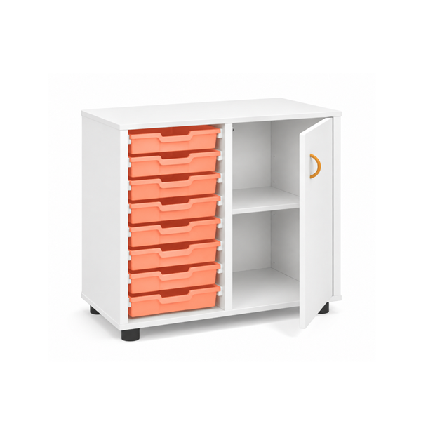 Mueble bajo cubetero Blanco armario pta. cubetas Naranja