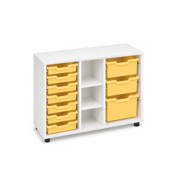 Mueble cubetero bajo Blanco 900 cubetas Amarillo