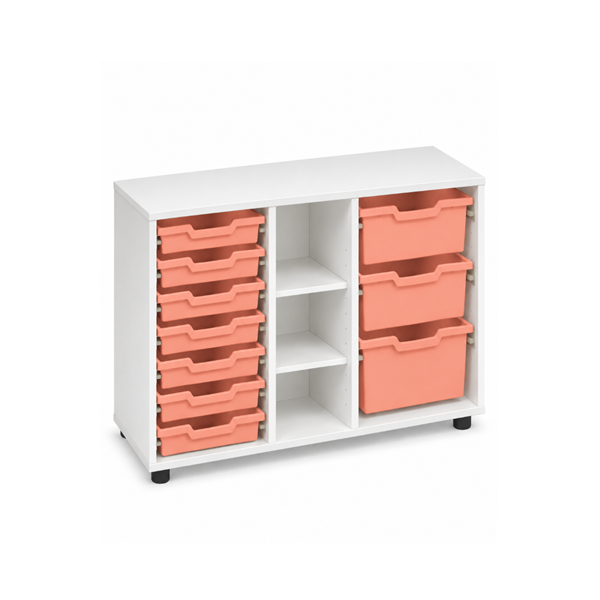 Mueble cubetero bajo Blanco 900 cubetas Naranja