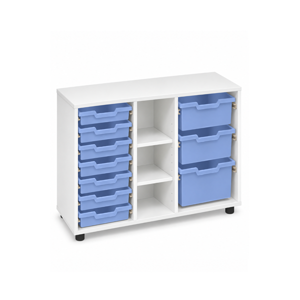 Mueble cubetero bajo Blanco 900 cubetas Azul