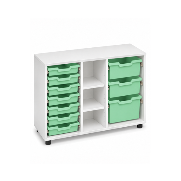 Mueble cubetero bajo Blanco 900 cubetas Verde