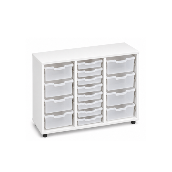 Mueble cubetero bajo Blanco 3 col. cubetas Trasl.