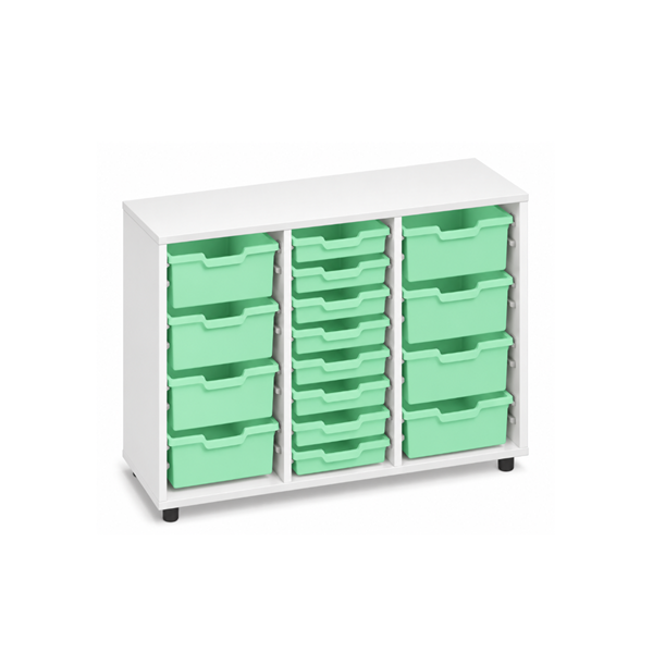 Mueble cubetero bajo Blanco 3 col. cubetas Verde