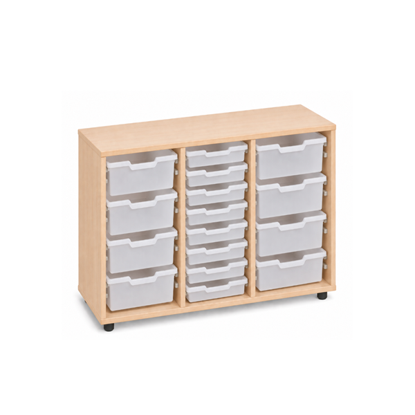 Mueble cubetero bajo Haya 3 col. Traslúcido